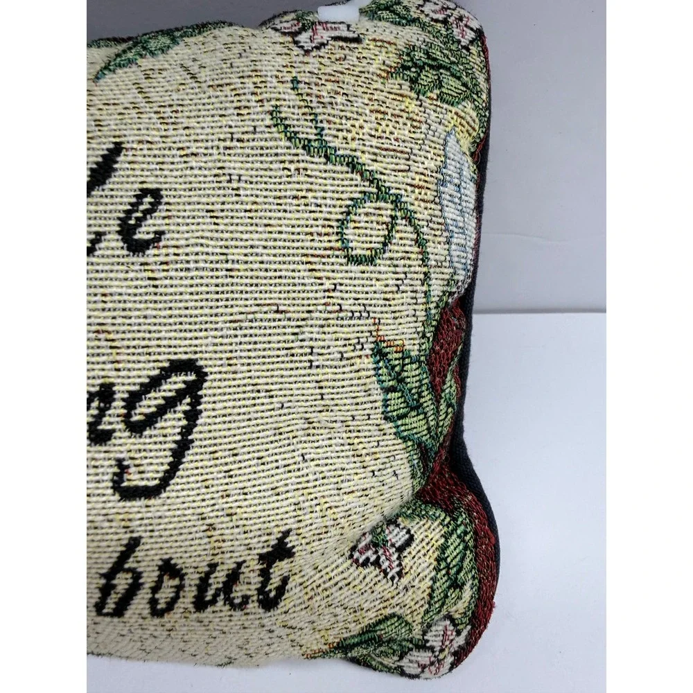 Vintage Woven Tapestry Rooster Accent Pillow Farmhouse Decor Crow About 11.5x7.5